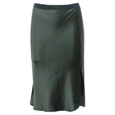 Nili Lotan Lillie Knee Length Skirt In Green Silk