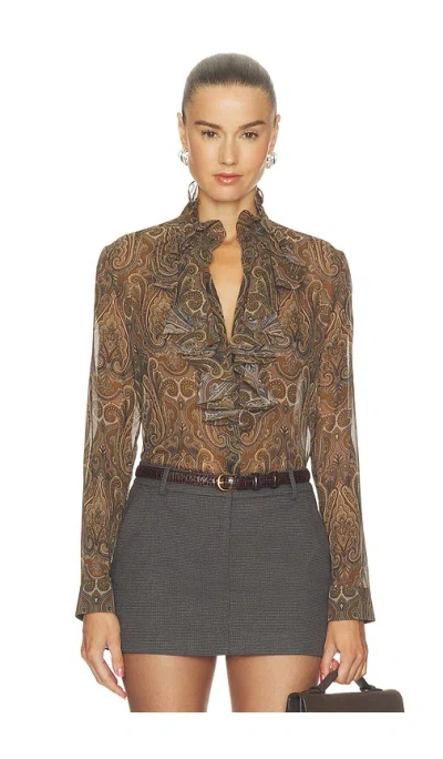 Nili Lotan Lily Blouse In Brown