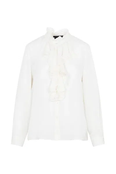 Nili Lotan Lily Blouse With Raw Ruffle In White