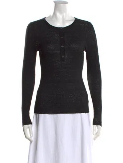 Pre-owned Nili Lotan Linen Crew Neck Sweater In Black