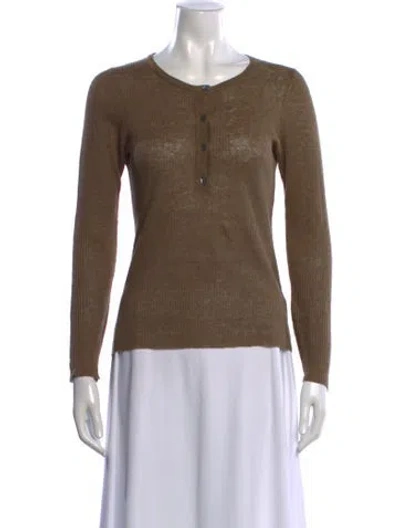 Pre-owned Nili Lotan Linen Crew Neck Top In Brown
