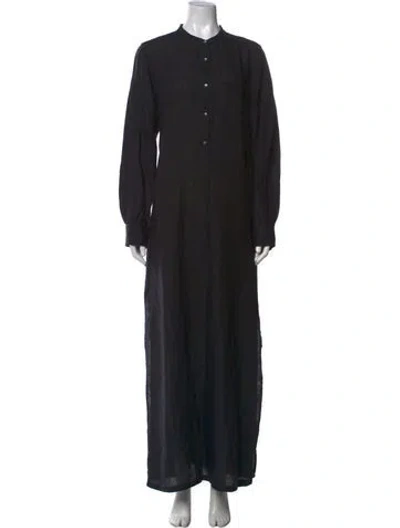 Pre-owned Nili Lotan Linen Long Dress In Black