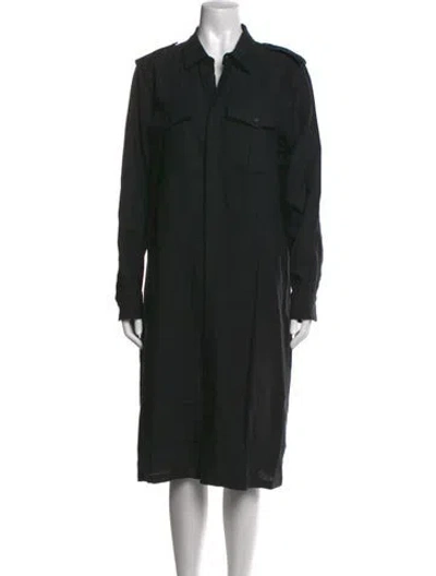 Pre-owned Nili Lotan Linen Midi Length Dress In Black