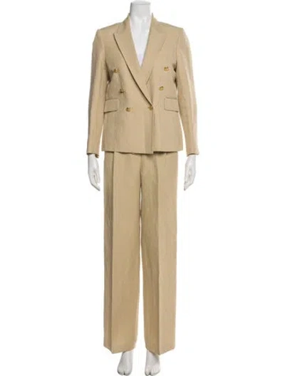 Pre-owned Nili Lotan Linen Pleated Accents Pant Set In Neutral