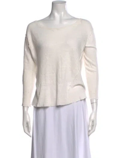 Pre-owned Nili Lotan Linen Scoop Neck Sweater In Neutral
