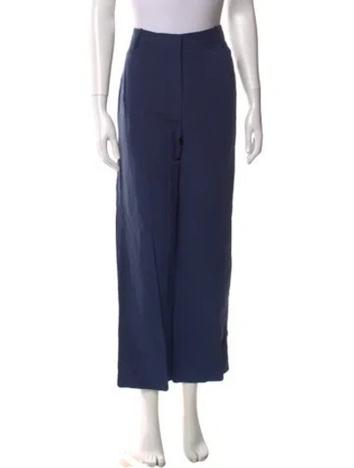 Pre-owned Nili Lotan Linen Straight Leg Pants In Blue