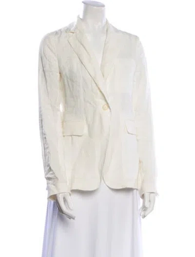 Pre-owned Nili Lotan Linen Striped Blazer In White