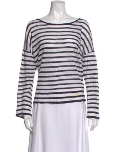 Pre-owned Nili Lotan Linen Striped Sweater In Black
