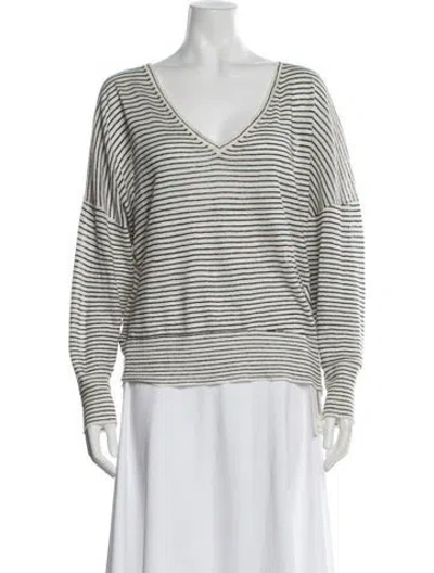 Pre-owned Nili Lotan Linen Striped Sweater In Multi