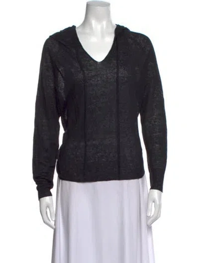 Pre-owned Nili Lotan Linen V-neck Sweater In Black