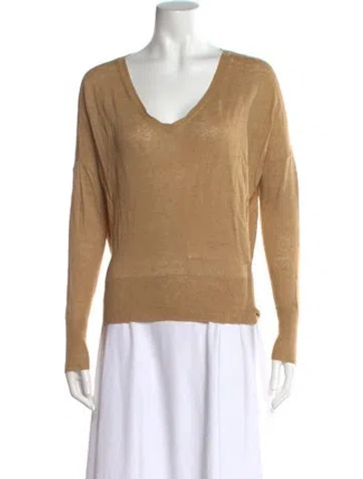 Pre-owned Nili Lotan Linen V-neck Sweater In Neutral
