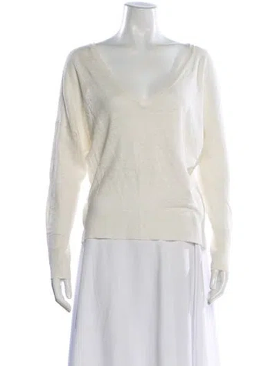 Pre-owned Nili Lotan Linen V-neck Sweater In Neutral