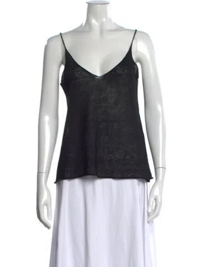 Pre-owned Nili Lotan Linen V-neck Top In Black