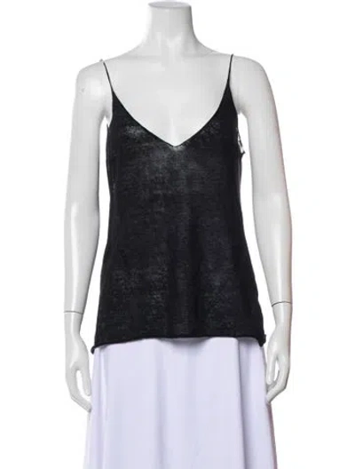 Pre-owned Nili Lotan Linen V-neck Top In Green