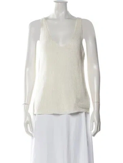 Pre-owned Nili Lotan Linen V-neck Top In Neutral