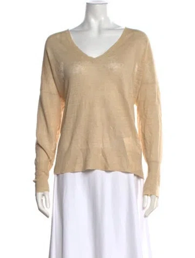 Pre-owned Nili Lotan Linen V-neck Top In Neutral