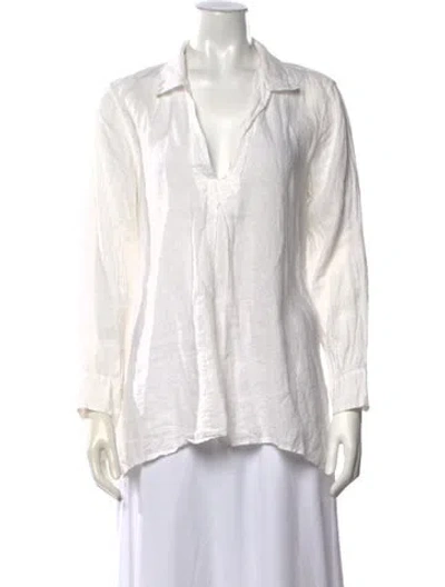 Pre-owned Nili Lotan Linen V-neck Top In Neutral