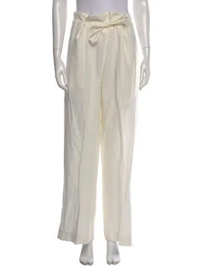 Pre-owned Nili Lotan Linen Wide Leg Pants In Neutral