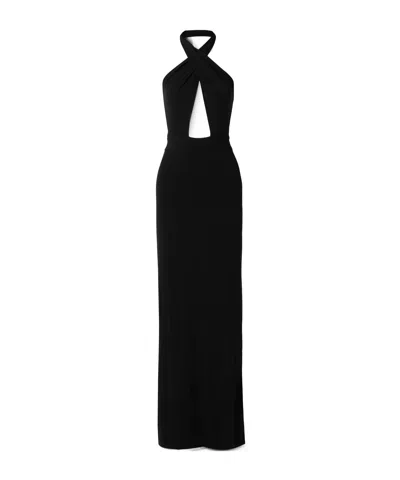 Nili Lotan Lita Convertible Jersey Halterneck Gown In Black
