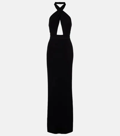 Nili Lotan Lita Convertible Jersey Halterneck Gown In Black