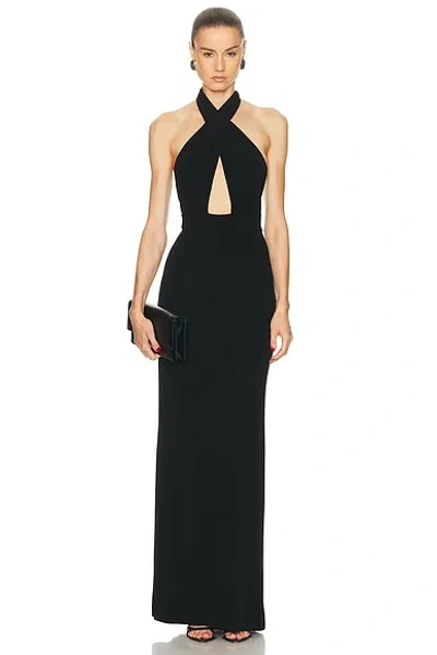 Nili Lotan Lita Convertible Jersey Halterneck Gown In Black