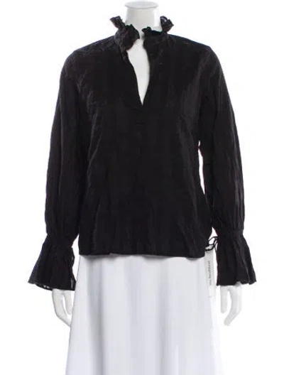 Pre-owned Nili Lotan Long Sleeve Blouse In Black