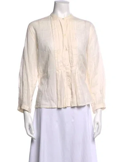 Pre-owned Nili Lotan Long Sleeve Blouse In Neutrals