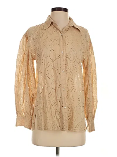Pre-owned Nili Lotan Long Sleeve Blouse In Tan