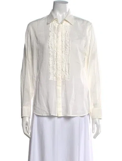 Pre-owned Nili Lotan Long Sleeve Blouse W/ Tags In White