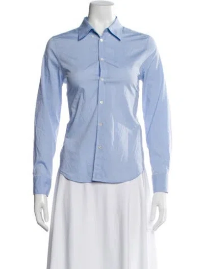 Pre-owned Nili Lotan Long Sleeve Button-up Top In Blue