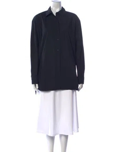 Pre-owned Nili Lotan Long Sleeve Button-up Top In Blue