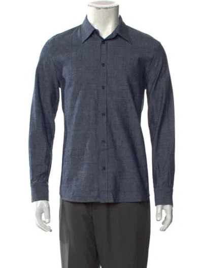 Pre-owned Nili Lotan Long Sleeve Denim Shirt In Blue