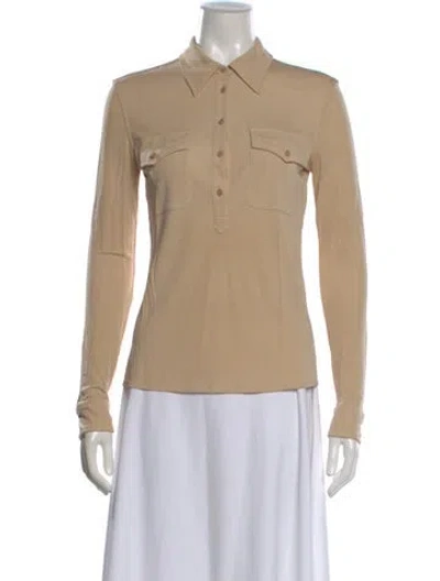 Pre-owned Nili Lotan Long Sleeve Polo In Neutral