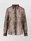 Nili Lotan Gaia Polka-dot Silk Slim Button-down Shirt In Animal Print