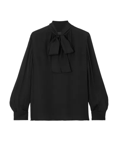 Nili Lotan Janese Scarf-detailed Silk-chiffon Blouse In Black