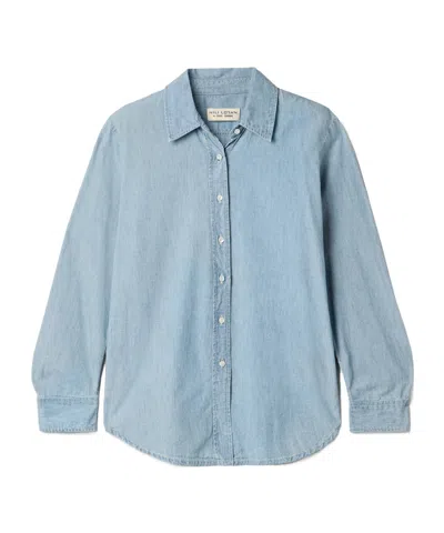 Nili Lotan Monti Cotton-chambray Shirt In Blue