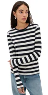 Nili Lotan Long Sleeve Shirt Navy/ivory Stripe In Navy/ivory Stripe