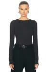 Nili Lotan Fitted Long Sleeve T-shirt In Black In Washed Black