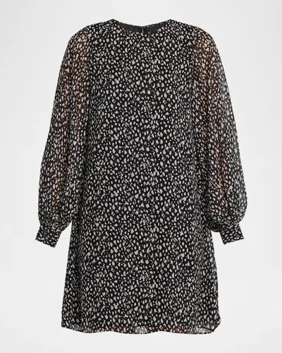 Nili Lotan Long-sleeve Silk Chiffon Mini Prairie Dress In Black