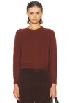 Nili Lotan Venus Dark Rust Cashmere Crop Sweater In Brown