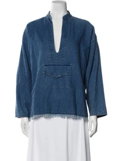 Pre-owned Nili Lotan Long Sleeve Tunic In Blue