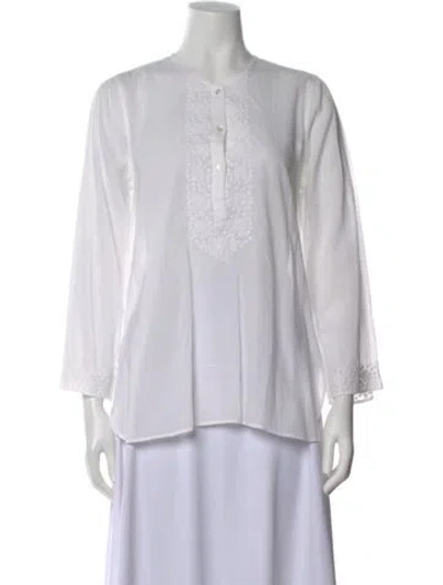 Pre-owned Nili Lotan Long Sleeve Tunic In White