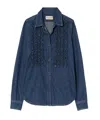 Nili Lotan Lexa Ruffled Denim Shirt In Blue