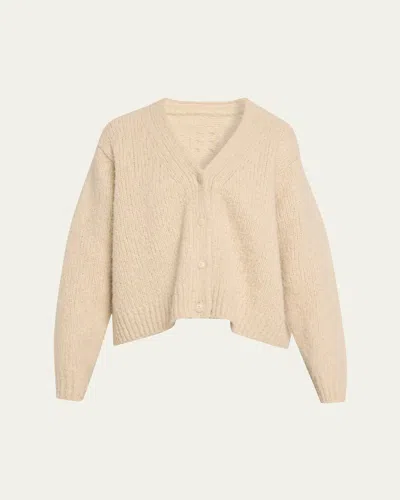 Nili Lotan Lorana Wool-cashmere V-neck Cardigan In Yellow
