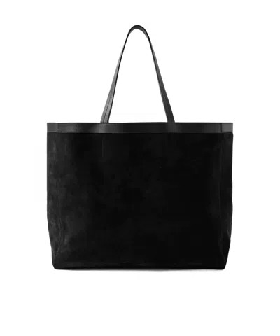 Nili Lotan Loren Leather-trimmed Suede Tote In Black