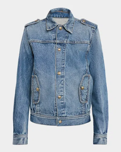 Nili Lotan Lorraine Acid-washed Denim Jacket In Blue