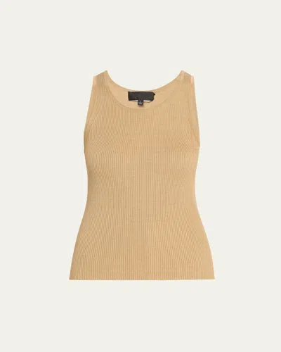Nili Lotan Lottie Scoop-neck Tussah Silk Rib Tank Top