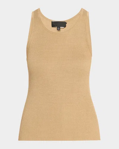 NILI LOTAN LOTTIE SCOOP-NECK TUSSAH SILK RIB TANK TOP