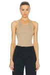 Nili Lotan Lottie Ribbed Silk Tank In Camel