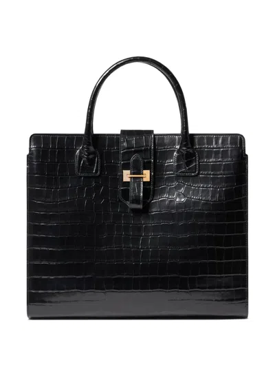 Nili Lotan Lou Croc-effect Leather Tote Bag In Red